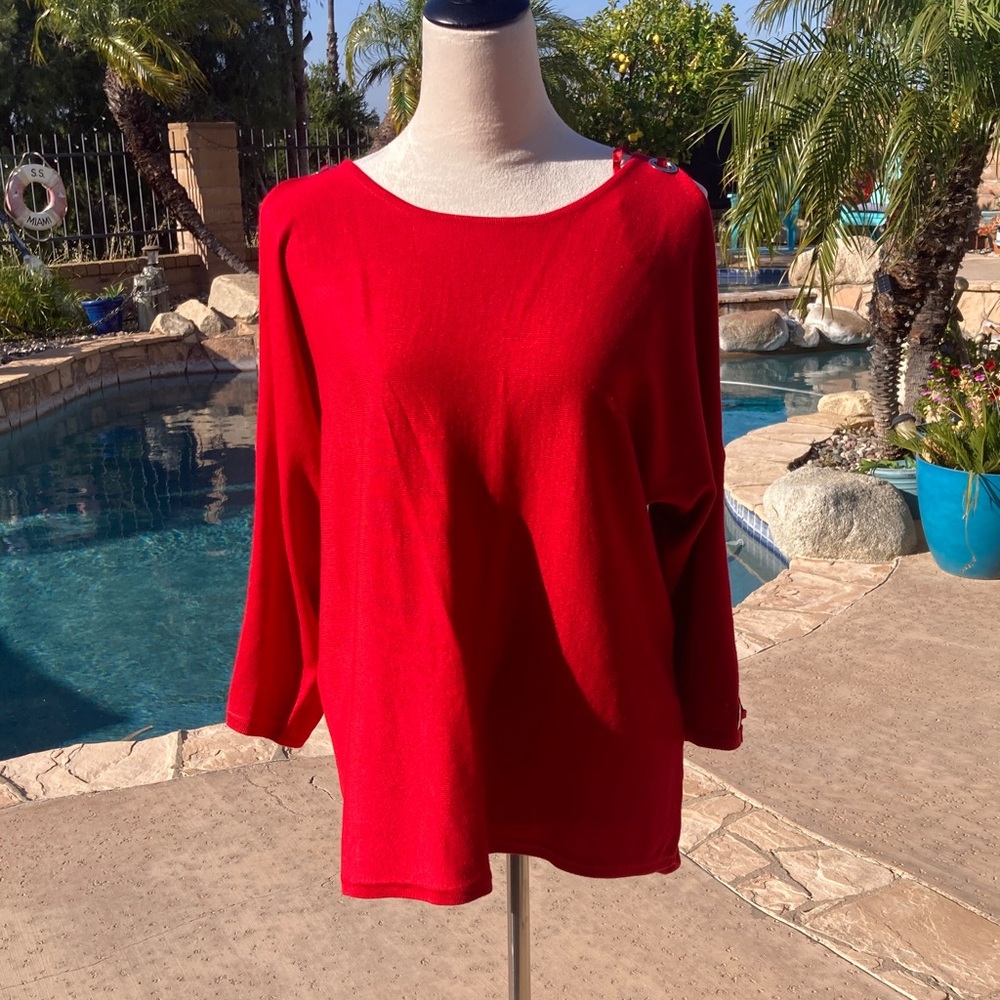 Sweater NWT Red Cold Shoulder